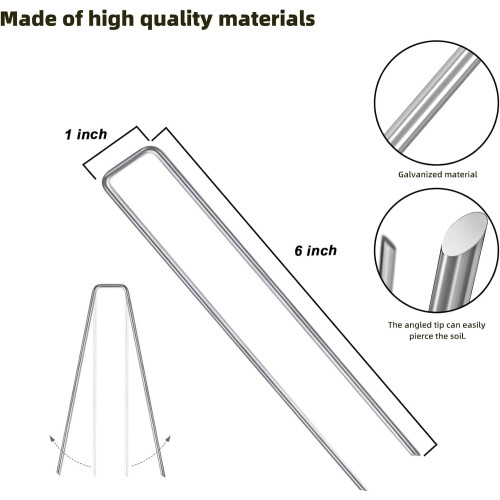 Grampos para paisagismo em aço galvanizado, 15 cm (6 polegadas), pacote com 100 unidades 1