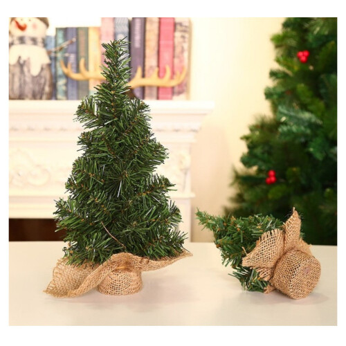 Mini Christmas Tree with Snow Wood Base Indoor Decor