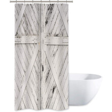 Barn Door Shower Curtain Rustic Farmhouse 36x72 inch