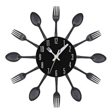 Black Metal Wall Clock for Kitchen Decor