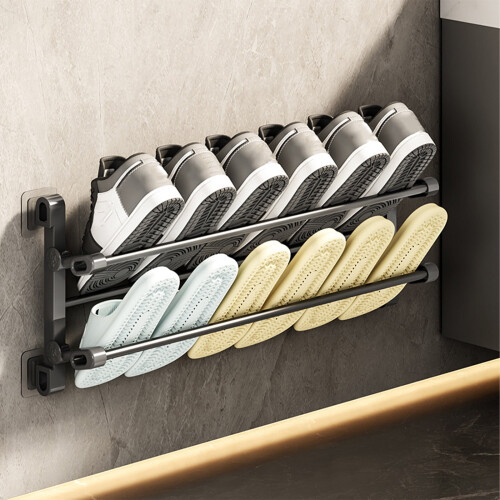 Bathroom Wall-Mounted Slipper Rack Black Single