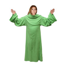 Fleece wearable blanket with sleeves sage green