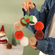 Christmas woolen balls red 10-pack fruit branch garland