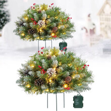 24 inch prelit frosted urn Christmas tree with 50 LED lights