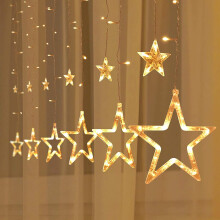 Warm White LED Curtain Lights 120 LEDs 12 Star 8 Modes