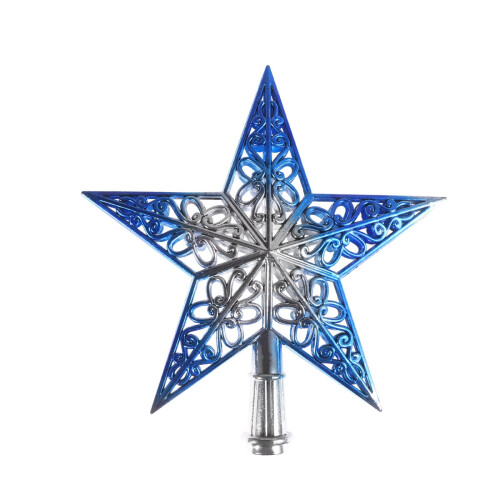 Christmas tree star topper ornament silvery blue
