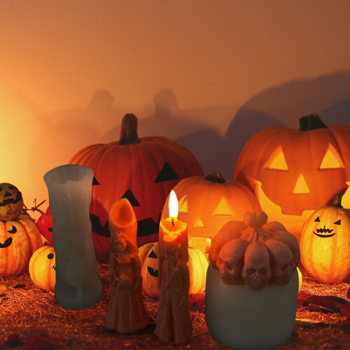 Halloween Pumpkin Skull Silicone Candle Mould 1pc 2