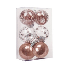 Christmas Ball Ornaments Blue Shatterproof Plastic 6 pcs
