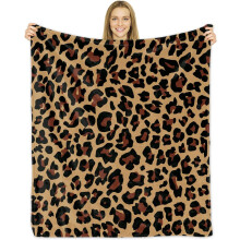 Leopard Print Fleece Blanket 30x40 inches Brown