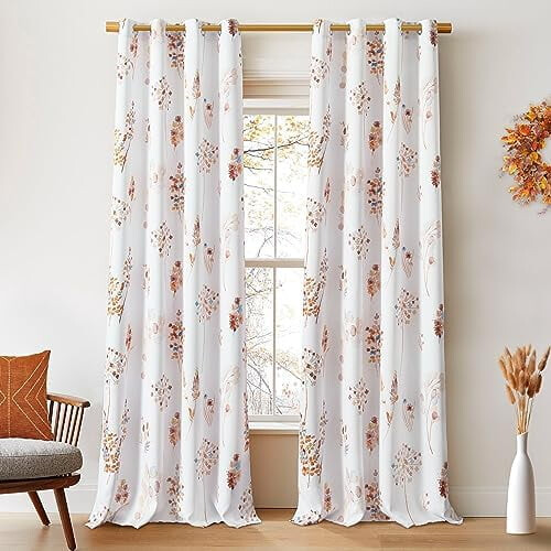 Terracotta Orange Blue Boho Blackout Curtains 84 in 2-Piece 1