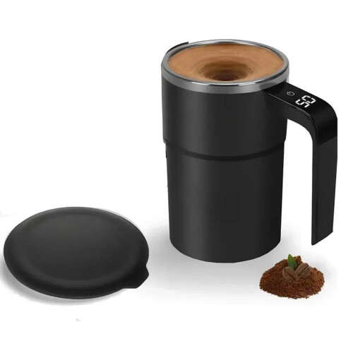 Self-Stirring Stainless Steel Coffee Mug with Temperature 1