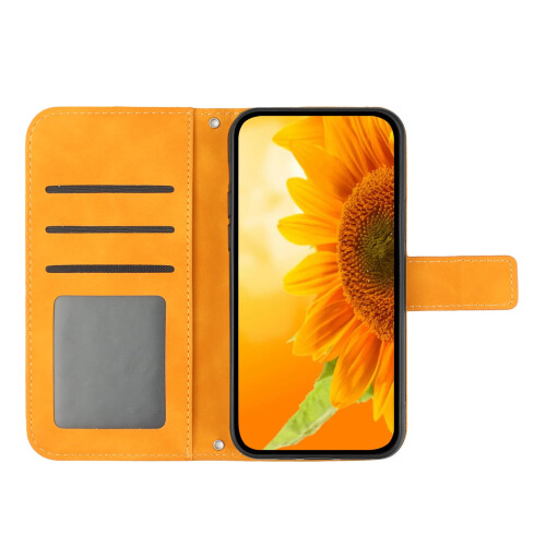 Solrosfärgad PU-läderplånboksfodral till iPhone 13 2