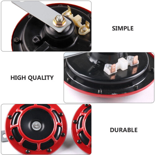 BESTONZON Red Electric Car Horn Pair 2