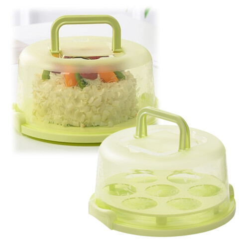 Round Cake Carrier with Lid and Foldable Handle 10.2 x 10.2 1