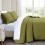 Olive Green Quilt Set King Size Microfiber Coin Pattern 1 4
