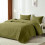 Olive Green Quilt Set King Size Microfiber Coin Pattern 1 2