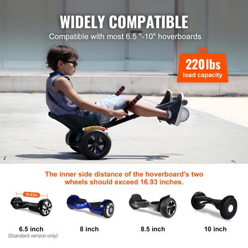 Hoverboard Kart Seat for 6.5 to 10 Inch Hoverboards 220 lbs 2