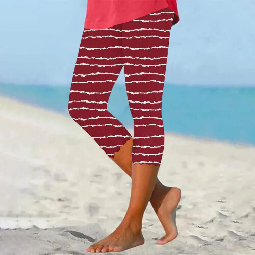 Women's High-Waist Printed Capri Leggings L 1