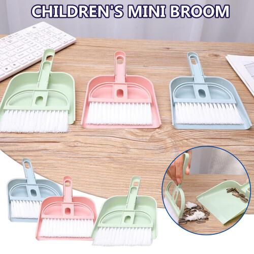 Conjunto de mini pá e vassoura com borda de borracha rosa, 18 cm (7 polegadas) 2