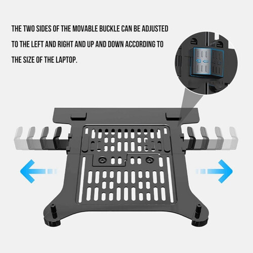 Laptop Mount Tray with Vented Design and Expandable Clamps 2