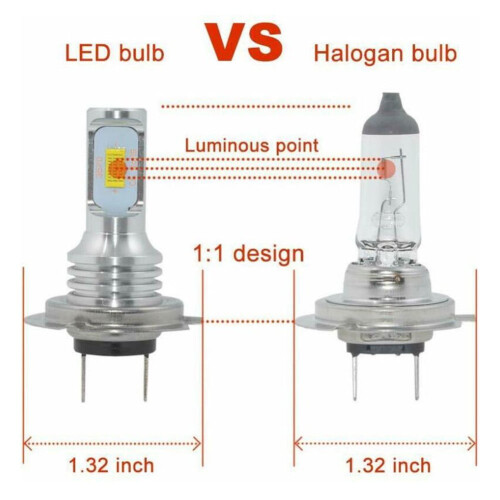 H7 LED Headlight Bulbs High/Low Beam 80W 8000LM 6000K 1