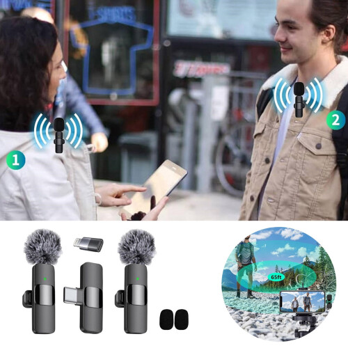Wireless Lapel Microphone for Android, Noise Reduction, 1 1