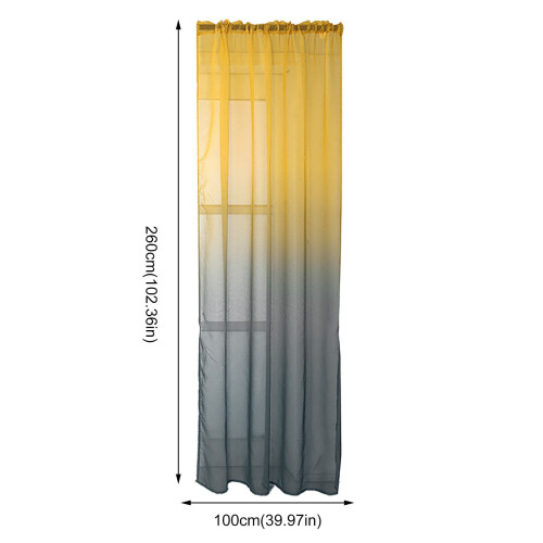 Sheer Curtains Yellow and Light Gray 100 Inch 1 Panel 2