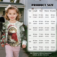 Toddler Christmas Cat Sweatshirt Ruffle Shoulder Long Sleeve
