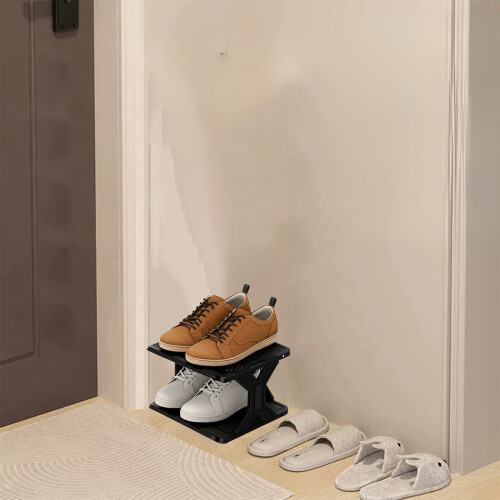 Vertical Shoe Rack Black 2-Tier Stackable 1