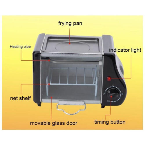 Mini Electric Oven Black Portable Small Size 1