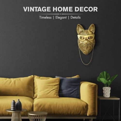 Γλυπτό τοίχου Gold Fox Vintage 3D Decor 9,4 ιντσών 1