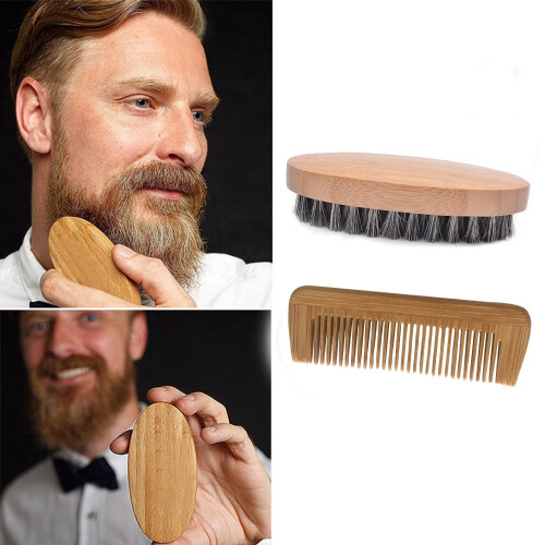 Bamboo Beard Brush and Comb for Men 1