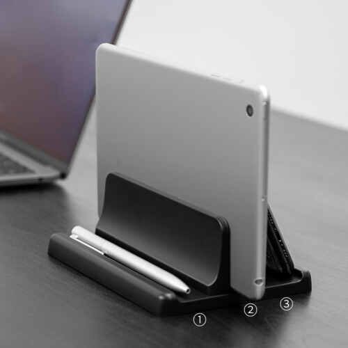 Supporto verticale regolabile per laptop, salvaspazio da scrivania. 2