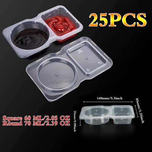 Contenitori per snack riutilizzabili, 2 scomparti con coperchio, 25 set 1
