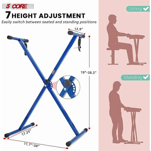 Keyboard Stand X-Style Adjustable Piano Riser with Padded 2