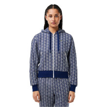 Lacoste Womens/Ladies All-Over Print Ribbed Regular Full Zip Hoodie