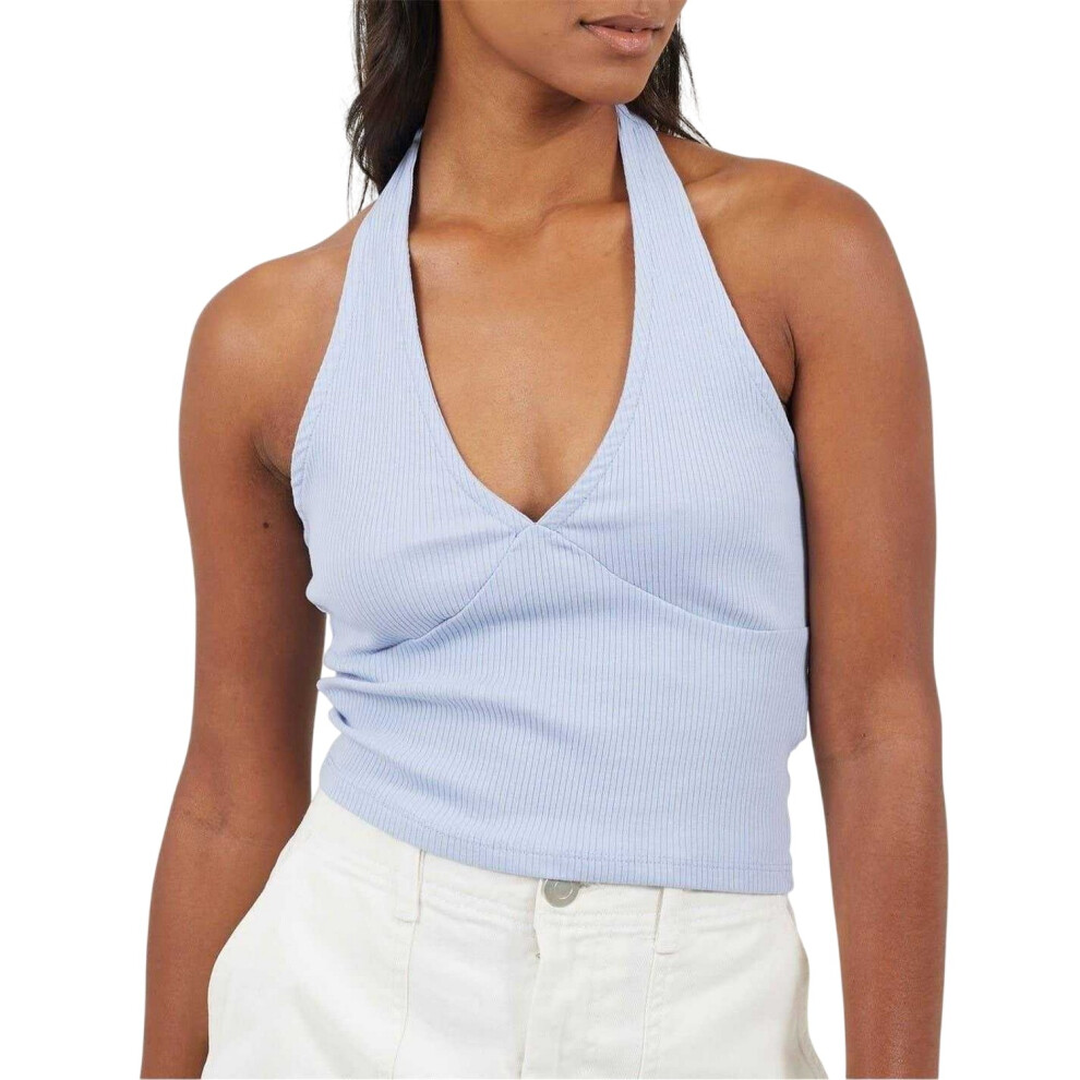 Brave Soul (10 Uk, Blue) Womens/Ladies Halter Neck Sleeveless Crop Top