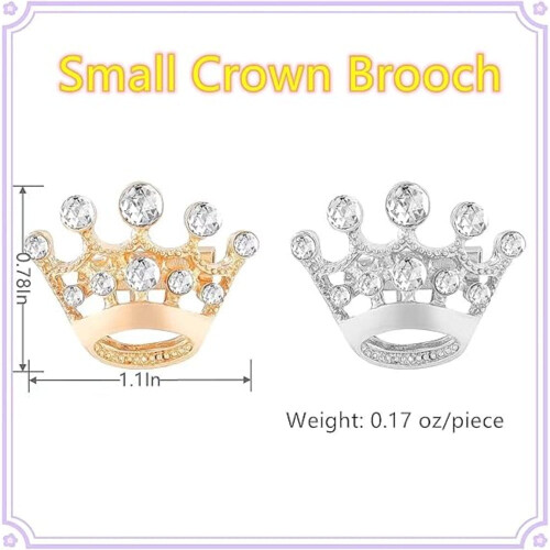 Καρφίτσα Crown Rhinestone Alloy Χρυσό Ασημί 24 τεμάχια 1