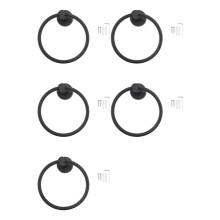 5X Anneau Porte-Serviettes pour Salle de Bain, Porte-Serviettes Rond Support Mural en Acier Inoxydable 304 Finition Brossée (Noir)