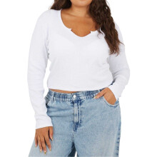 (22 UK, White) Brave Soul Womens/Ladies Notch Neck Long-Sleeved T-Shirt