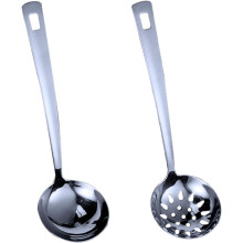 Juego de cuchara de servir ranurada y cucharón para sopa de acero inoxidable