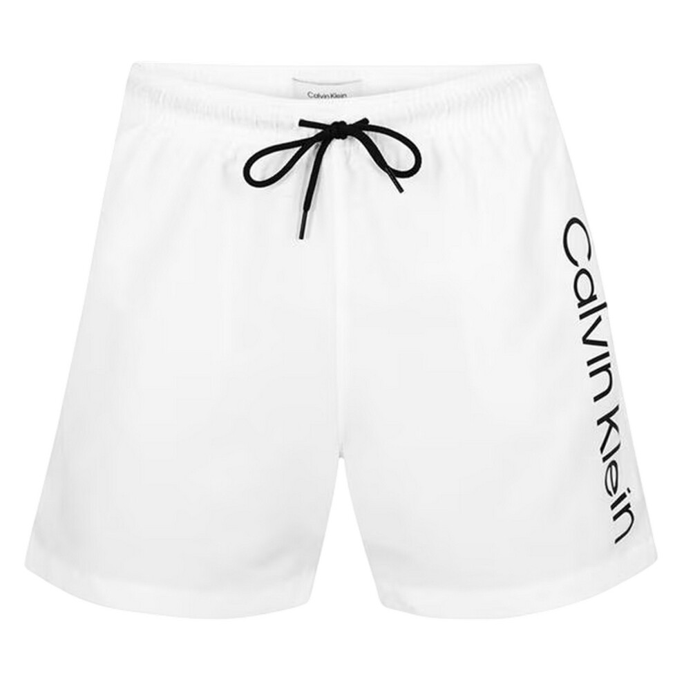 Calvin Klein (Xxl, White) Mens Logo Polyester Swim Shorts