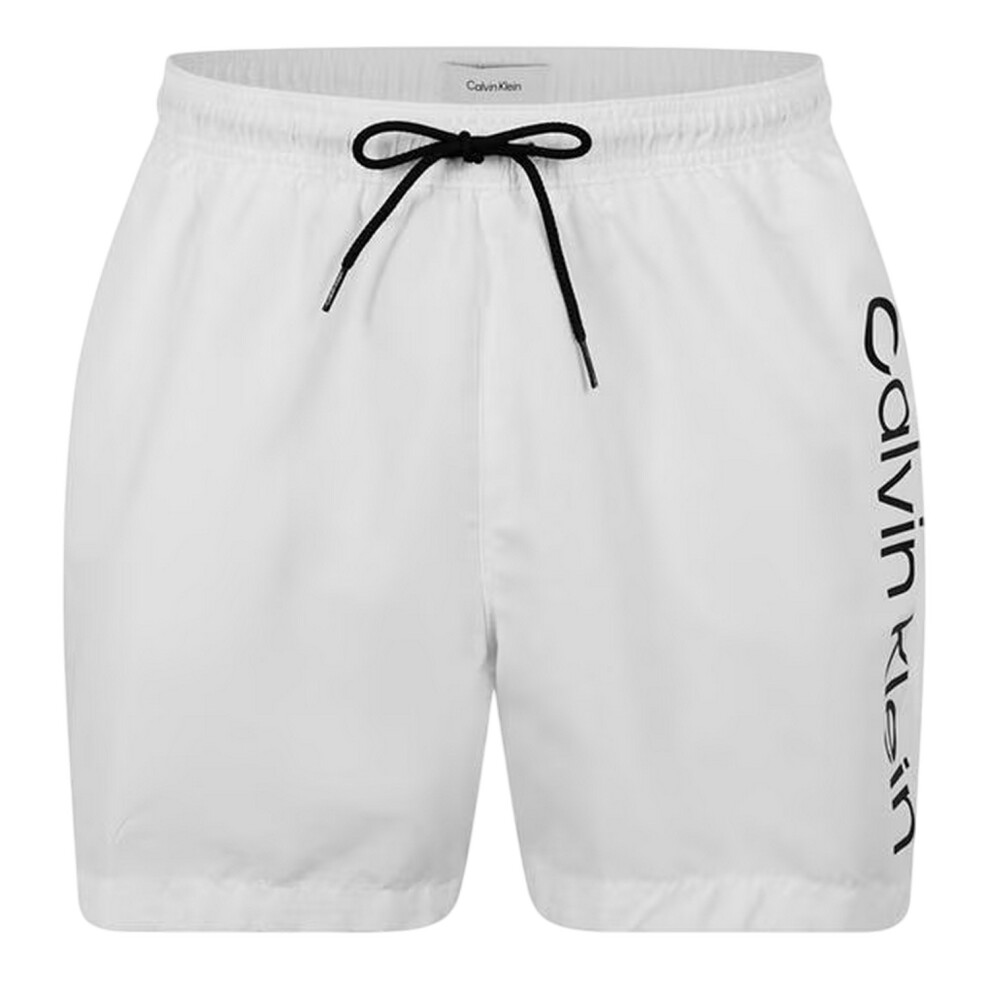Calvin Klein (Xxl, White/Off White) Mens Logo Polyester Swim Shorts