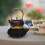 Black Cast Iron Teapot Warmer Retro Small 1pc 6