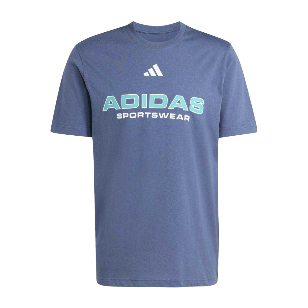 Adidas (Xxl, Navy/Teal) Mens Logo Cotton T-Shirt