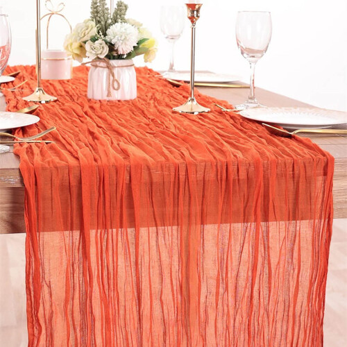 Chemin de table en étamine orange 90 x 180 cm