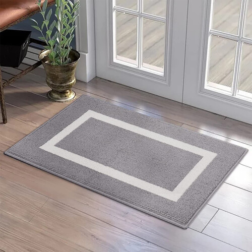 Front Door Mat Indoor Outdoor Black Gray 1 Pack