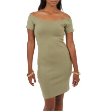 (14 UK, Khaki) Brave Soul Womens/Ladies Off Shoulder Short-Sleeved Bodycon Dress