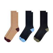 (7 UK-11 UK, Beige/Navy/Black) Ted Baker Mens Cotton Blend Crew Socks (Pack of 3)