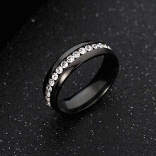 Stainless Steel Crystal Couple Ring Unisex